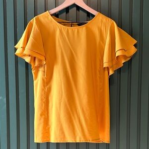 Banana Republic Mustard Ruffle Sleeve Blouse